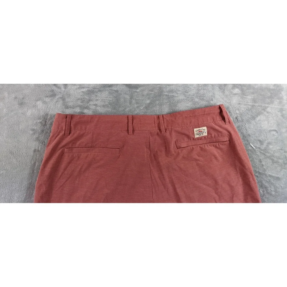Faherty All Day Shorts Men 36 Red Pink Drawstring Stretch 9